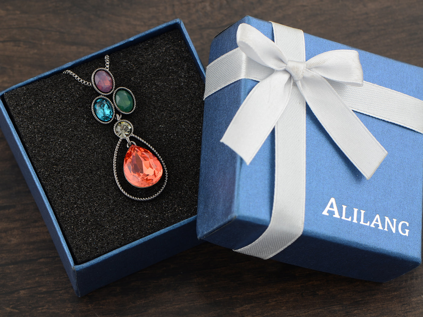 Swarovski Crystal Teardrop Ruby Red Siam Pear Dangle Pendant Necklace