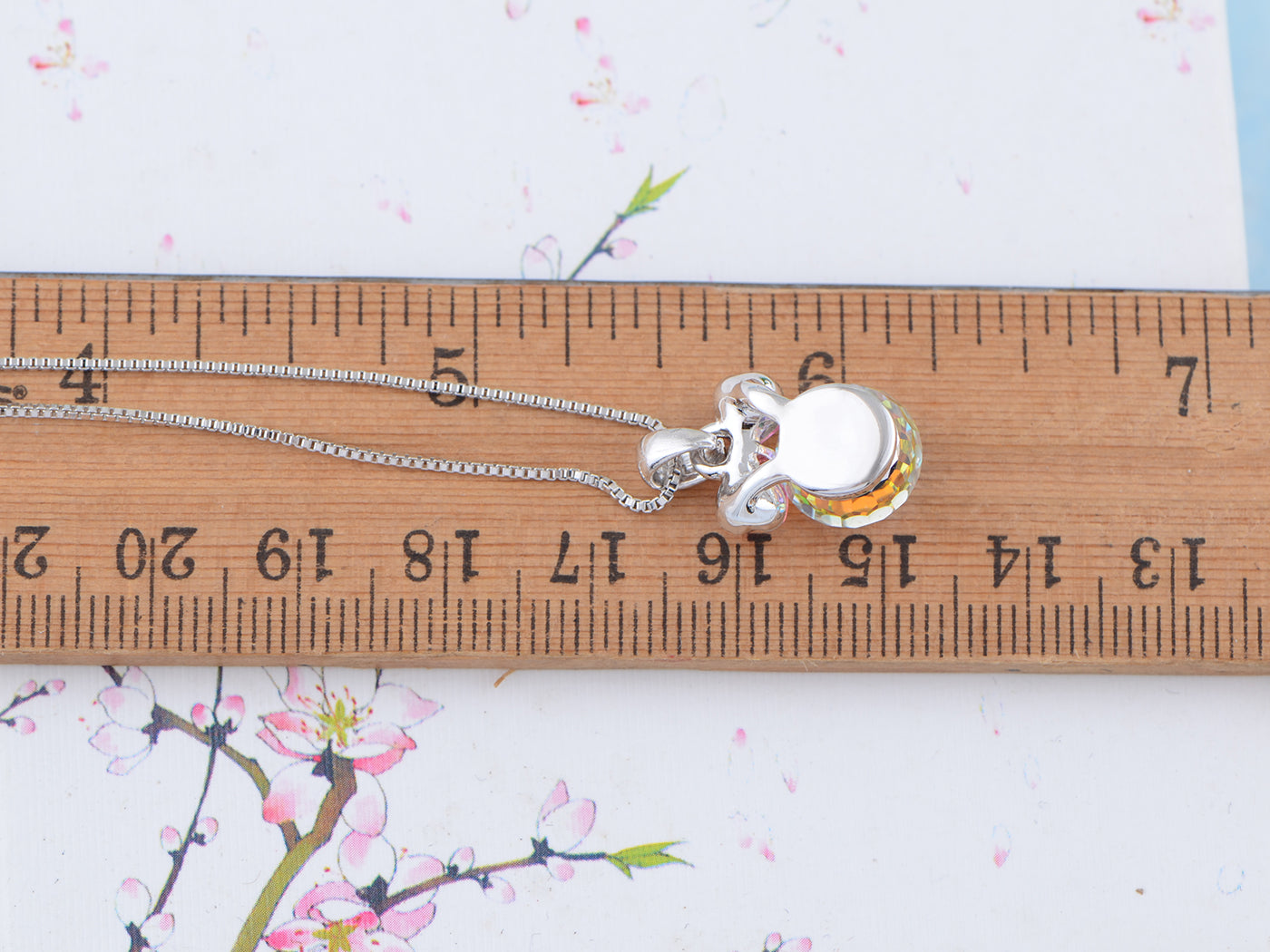 Swarovski Crystal Pink Fuchsia Bow Girl Power Disco 70S Ball Ab Pendant Necklace