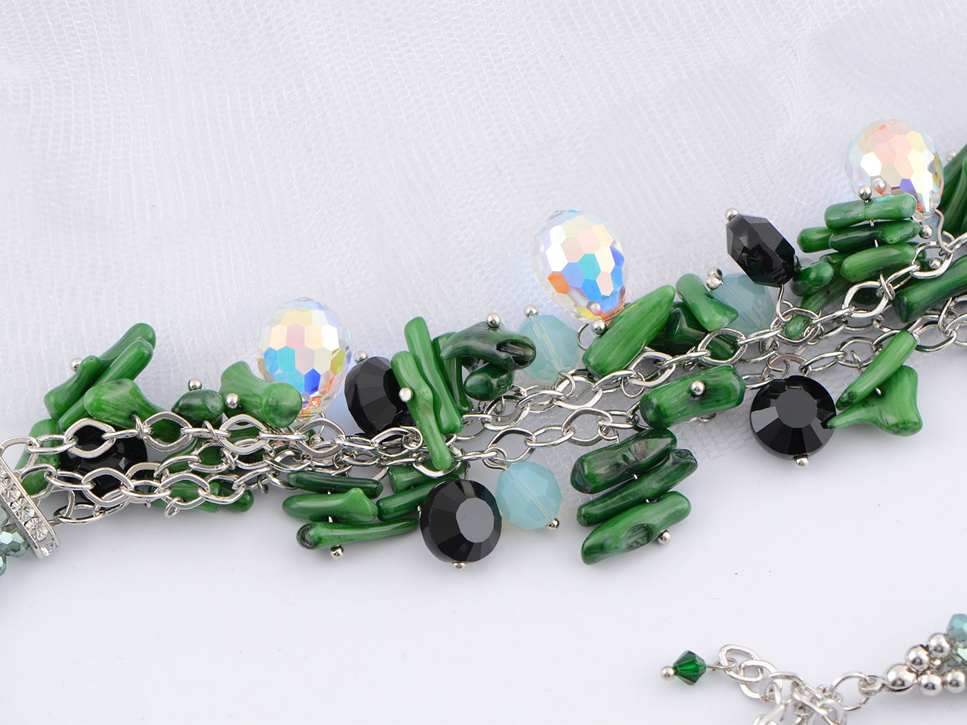 Swarovski Crystal Green Beads Cluster Pendent Necklace