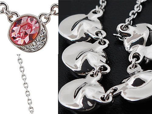 Swarovski Crystal Peach Rose Pink Light Orb Acorn Art Dangle Necklace