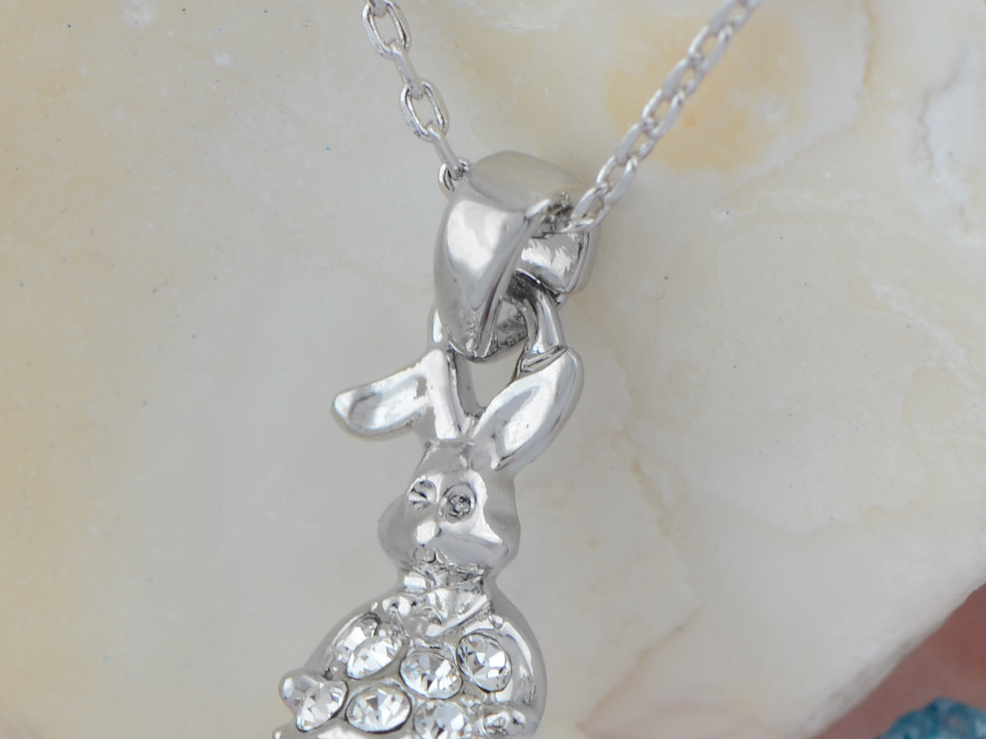 Swarovski Crystal Rabbit Pearl Bead Pendant Necklace