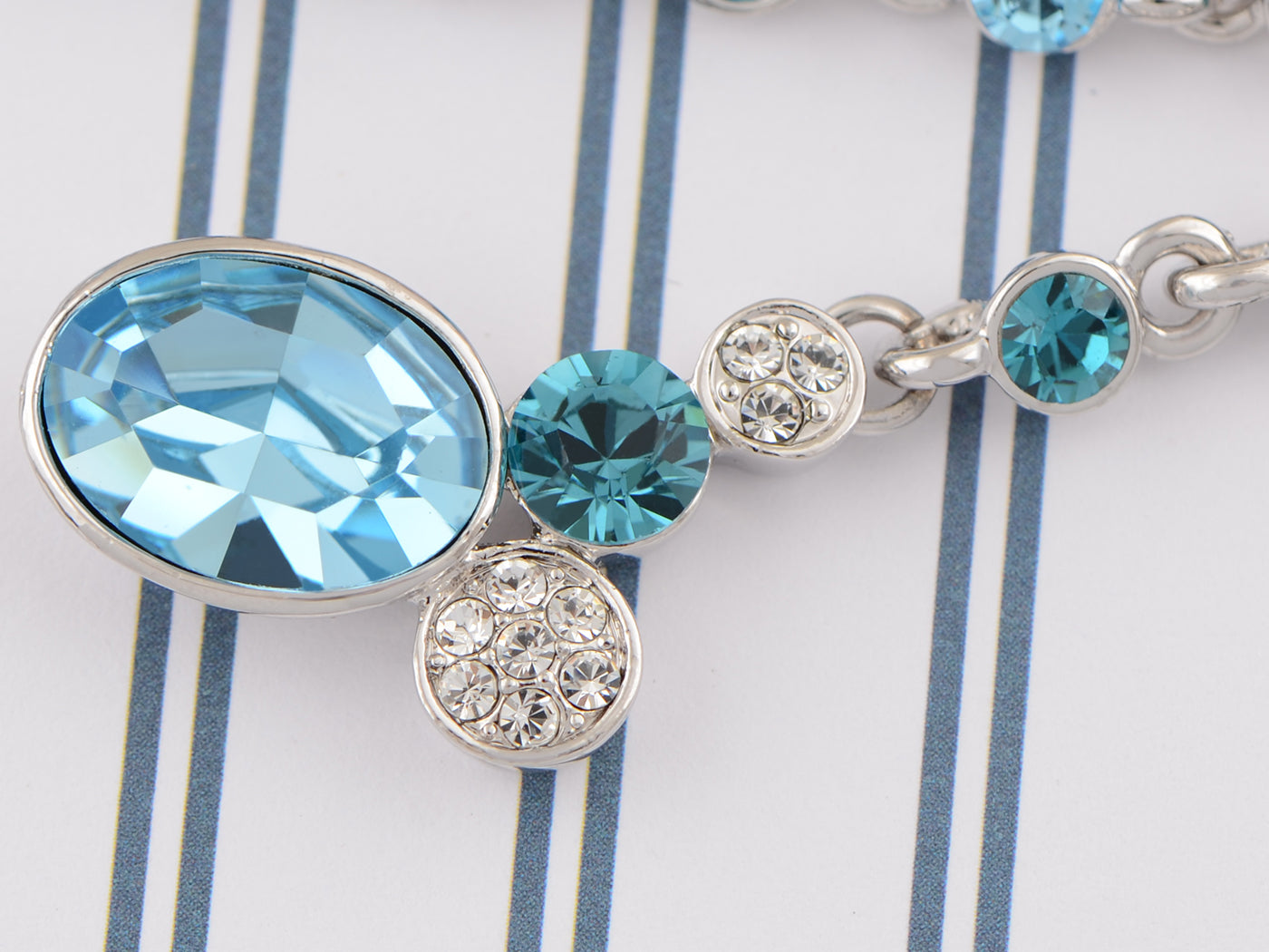 Swarovski Crystal Sapphire Blue Dangle Drop Chain Scarf Jewelry Necklace