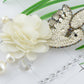 Cream Flower Mesh Fabric Love Dove Topaz Bird Pearl Strand Necklace
