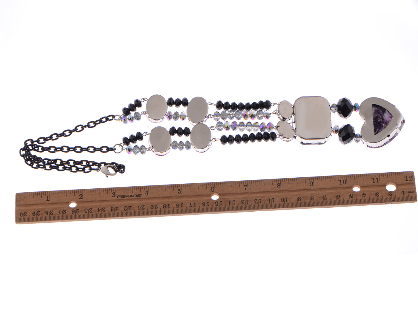 Neon Light 1980 Disco Fabric Overlay Heart Love Long Necklace