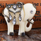 Vintage Cream Ivory Indian Elephant Art Pendant Necklace
