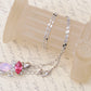 Swarovski Crystal Hot Fuchsia Pink Opal Bow Tie Siam Kitty Cat Pendant Necklace