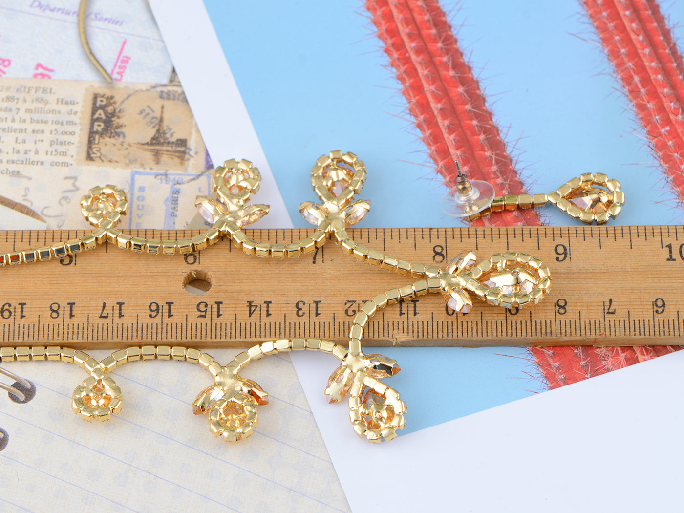 Swarovski Crystal June Topaz Loop Flower Dangle Earring Necklace Set