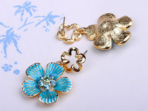 Enamel Clover Flower Earring Necklace Set