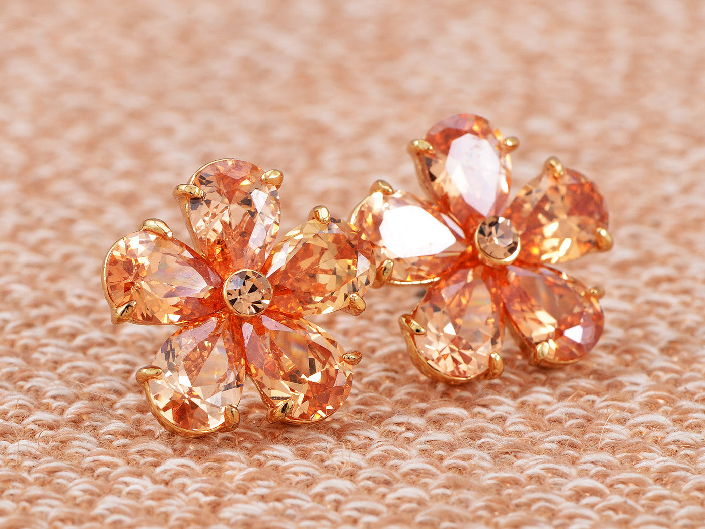 Swarovski Crystal Topaz Brown Daisy Flower Pearl Bead Element Earring Necklace Jewel Set