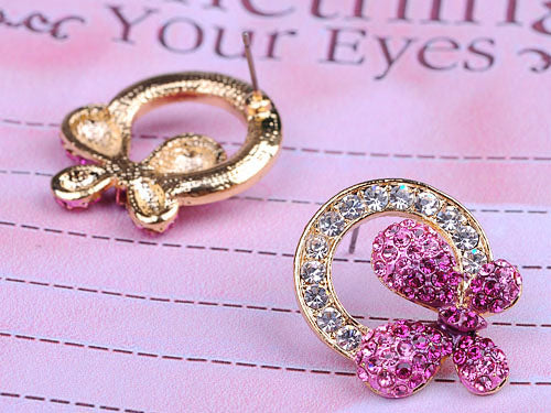 Swarovski Crystal Pink Fuchsia Butterfly Abstract Necklace Earring Set