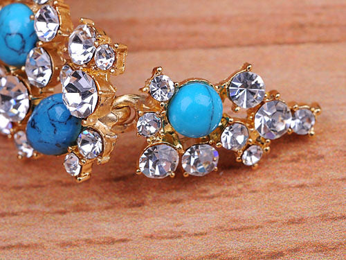 Swarovski Crystal Tribal Cluster Turquoise Blue Necklace Earring Set