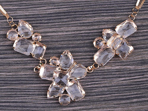 Triple Strand Ice Cube Iceberg Faceted Gem Necklace