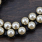 Retro 1960S Choker Pearl Bead Cuff Chain Link Black Ribbon Necklace
