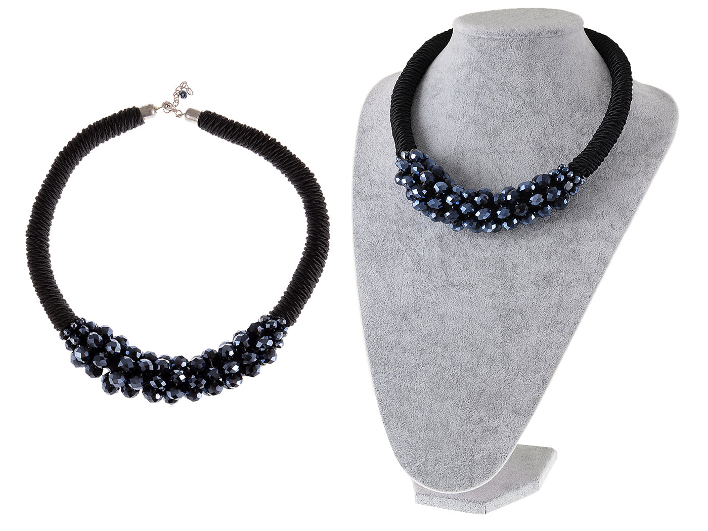 Shimmering Cluster Of 1970S Disco Ball Beads Twisted Rope Choker Necklace