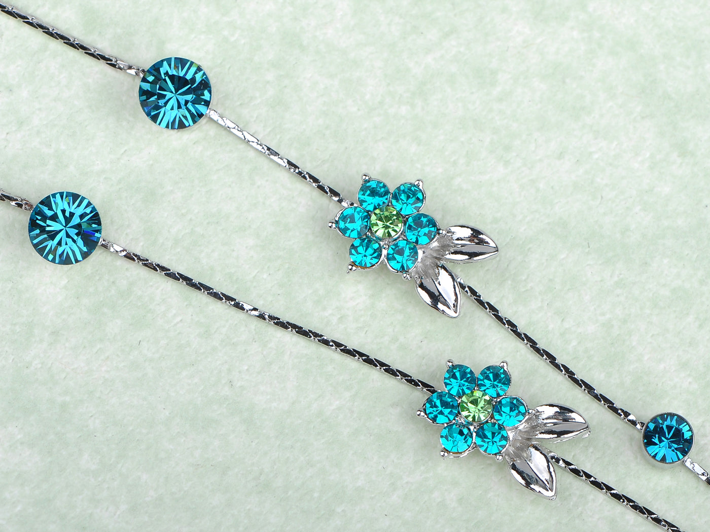 Blue Zircon Element Floral Dragonfly Earring Necklace Set