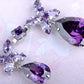 Swarovski Crystal Violet Element Bejeweled Link Floral Earring Necklace Set