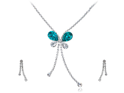 Indicolite Element Dangle Dragonfly Earring Necklace Set