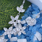 Swarovski Crystal Element Sunbursting Flower Earring Necklace Set