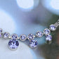 Swarovski Crystal Purple Hibiscus Flower Drop Earring Necklace Statement Jewelry Set