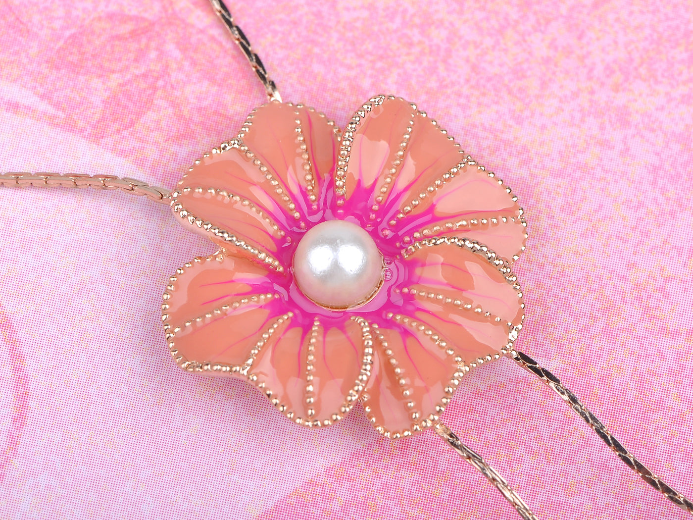 Swarovski Crystal Simply Pink Element Enamel Daisy Earring Necklace Set
