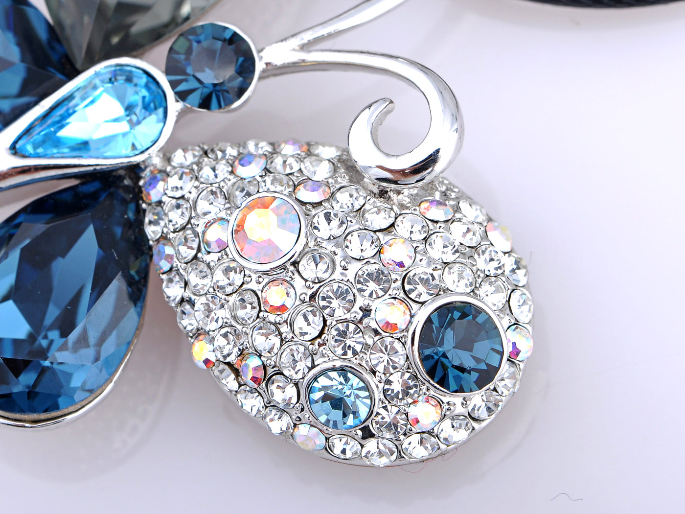 Swarovski Crystal Sapphire Asymmetrical Butterfly Element Necklace