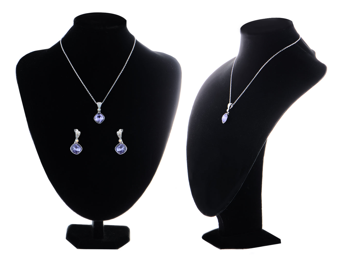 Swarovski Crystal Tanzanite Rounded Cubes Element Earring Necklace Set