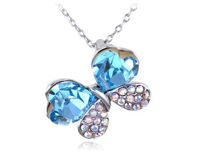 Light Aquamarine Double Love Ab Butterfly Element Necklace