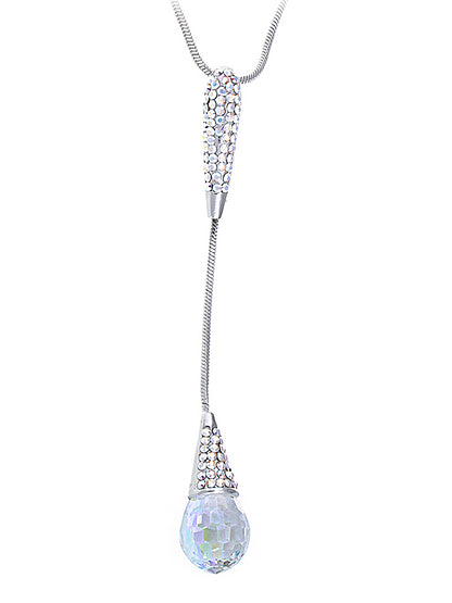 Crystal Teardrop Necklace Clear Honeycomb Diamond Pendant