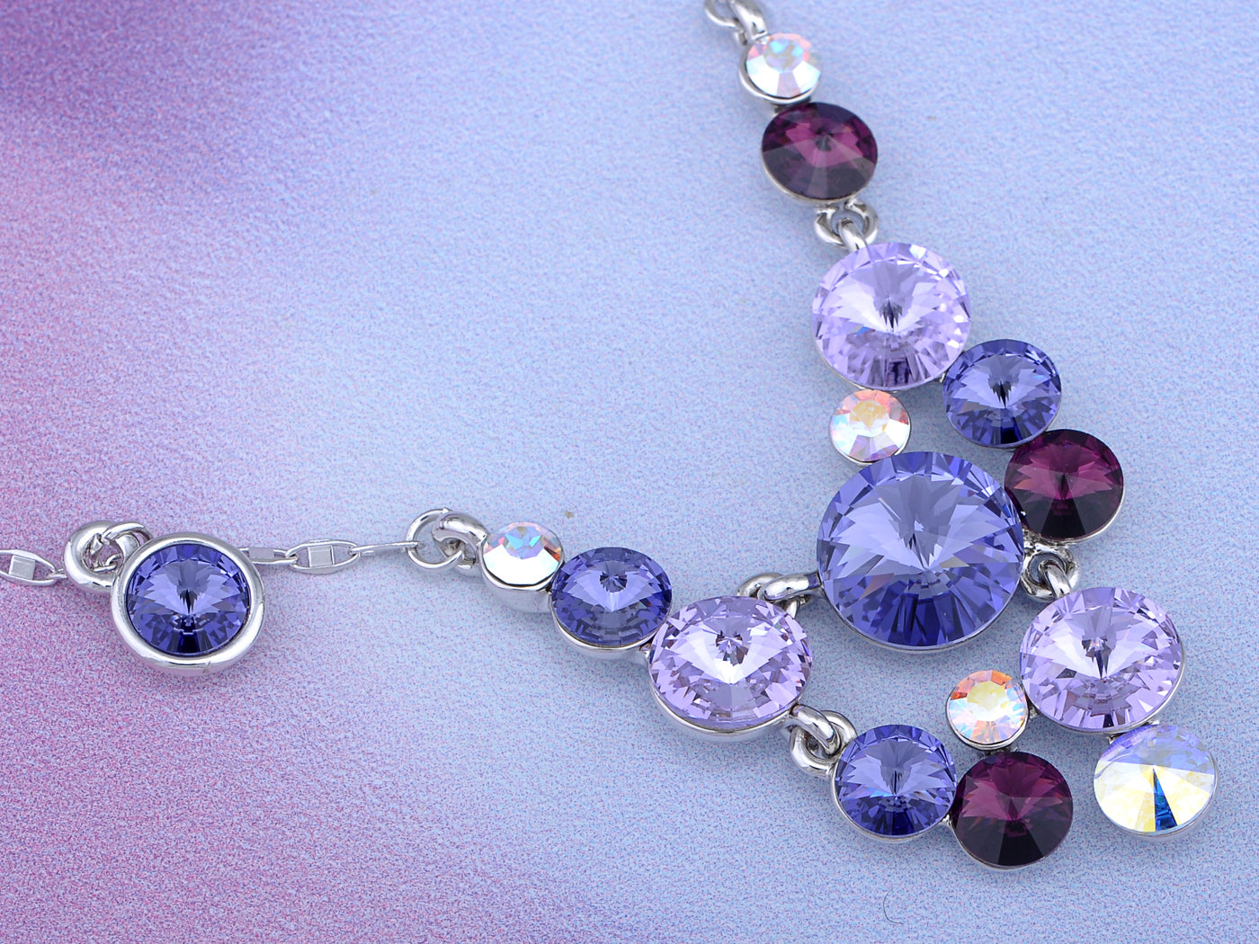 Swarovski Crystal Amethyst Gradient Scatter Grape Cluster Element Necklace