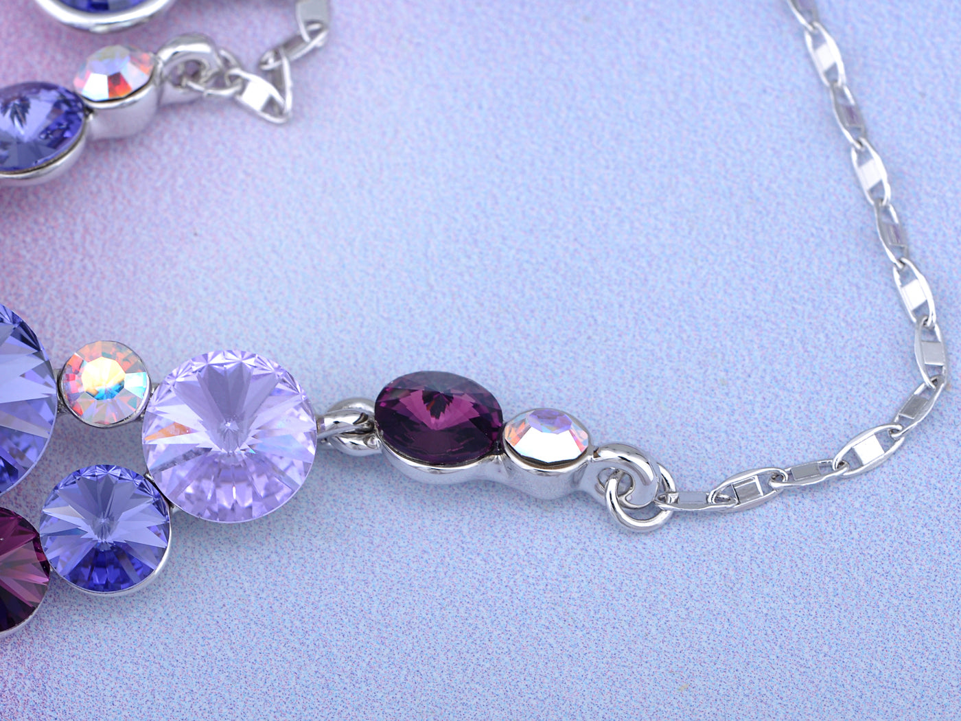 Swarovski Crystal Amethyst Gradient Scatter Grape Cluster Element Necklace