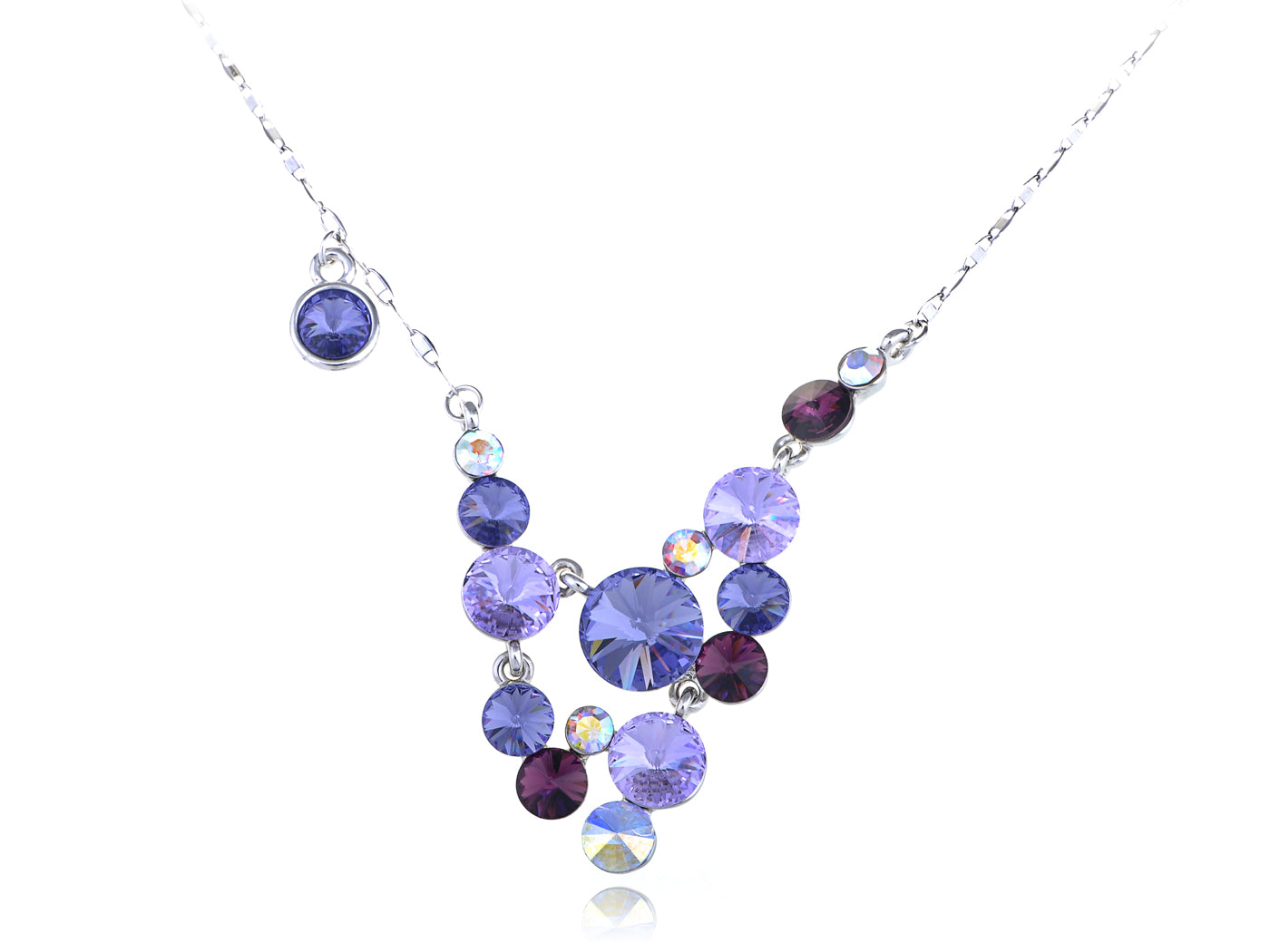 Swarovski Crystal Amethyst Gradient Scatter Grape Cluster Element Necklace