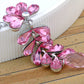Swarovski Crystal Light Rose Fern Leaf Cluster Asian Element Necklace
