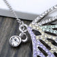 Swarovski Crystal Multicolored Four Lonely Butterfly Wing Element Necklace