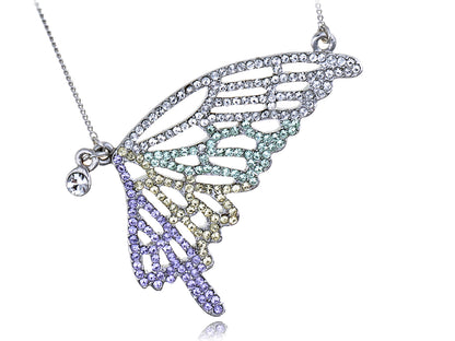 Swarovski Crystal Multicolored Four Lonely Butterfly Wing Element Necklace