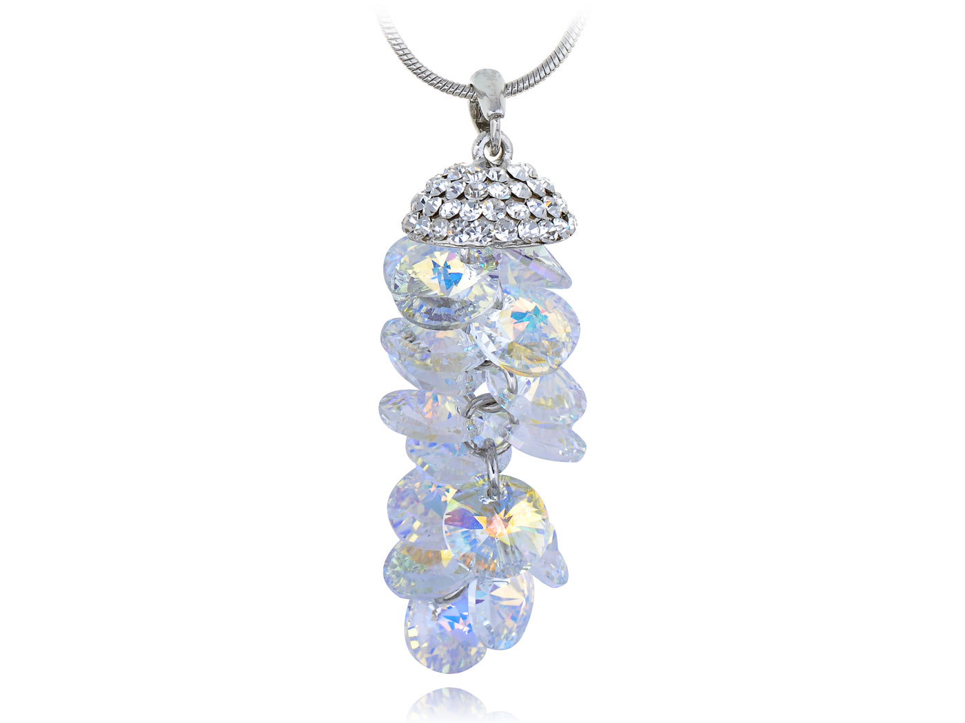 Swarovski Crystal Iridescent Gemss Dangle Pendant Necklace