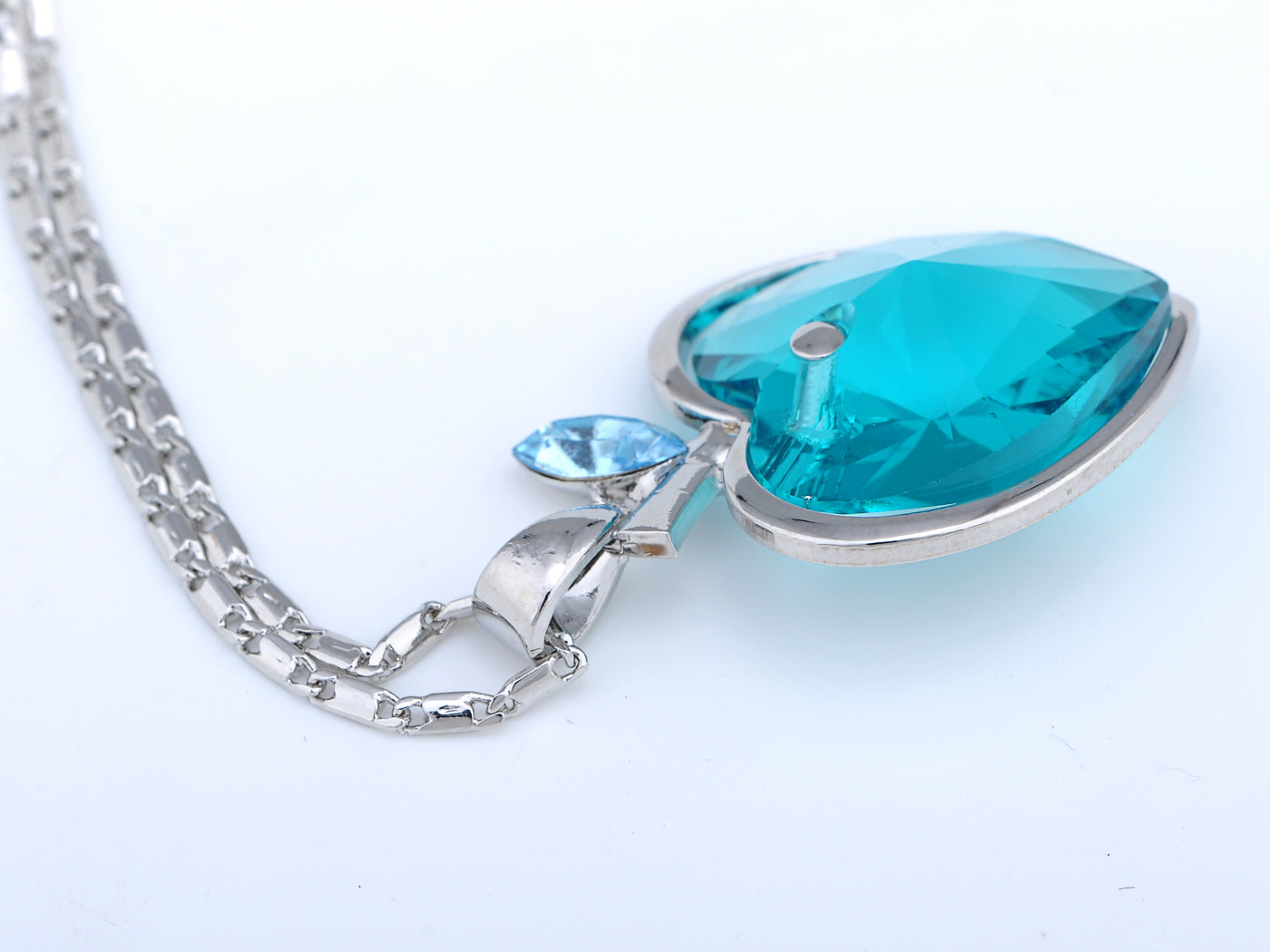 Blue Swarovski Crystal Apple & Heart Pendant Necklace