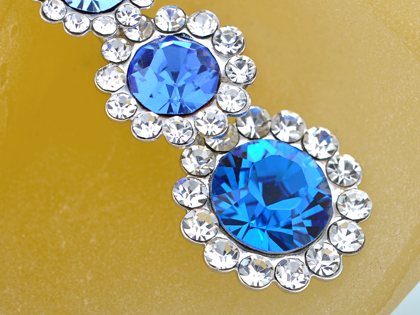 Swarovski Crystal Sapphire Gradient Stack Growing Daisy Dangle Element Necklace