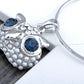 Swarovski Crystal Pearl Blue Eyed Curious Owl Element Earring Necklace Set