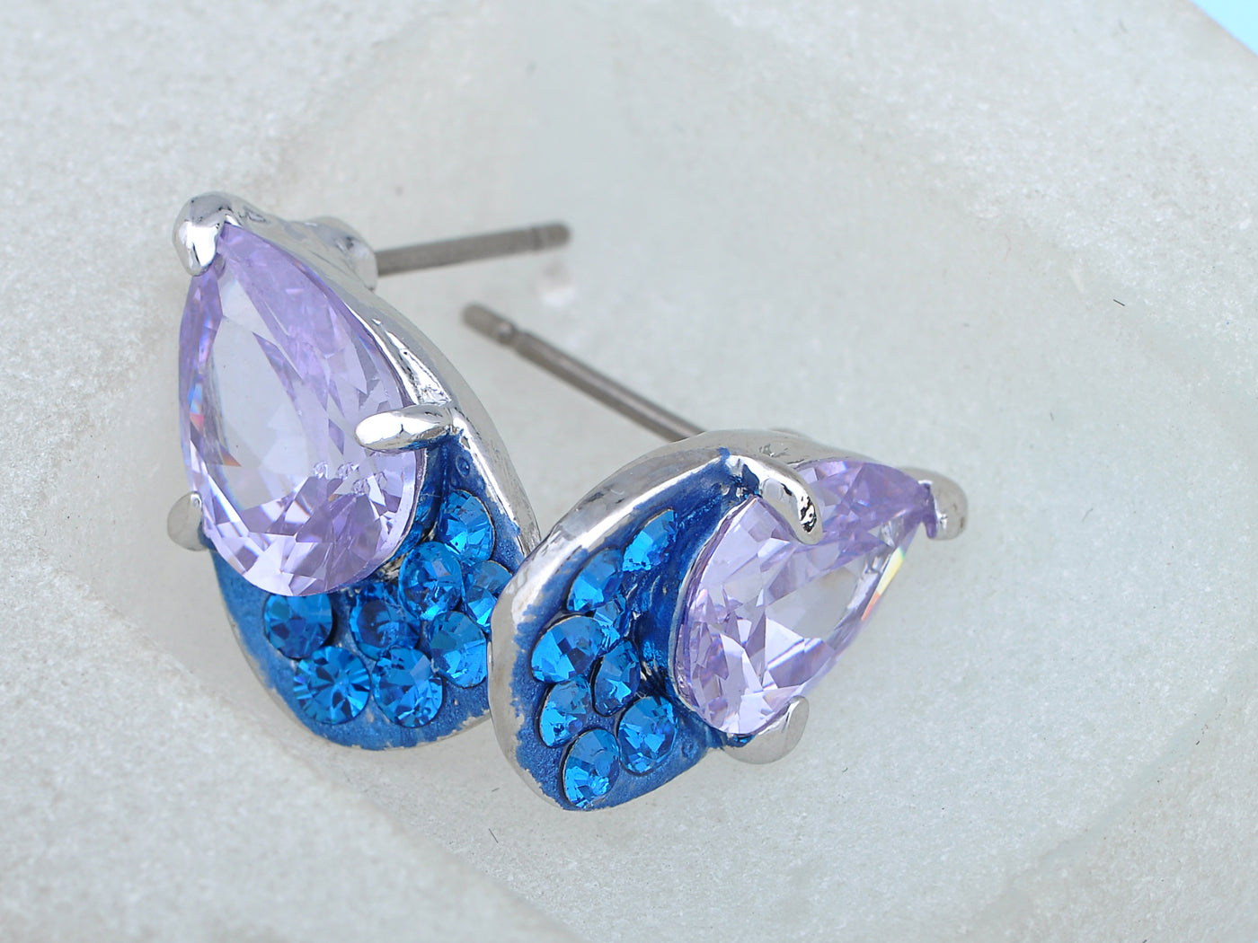 Swarovski Crystal Sapphire Purple Attentive Peacock Element Earring Necklace Set - ALILANG.COM