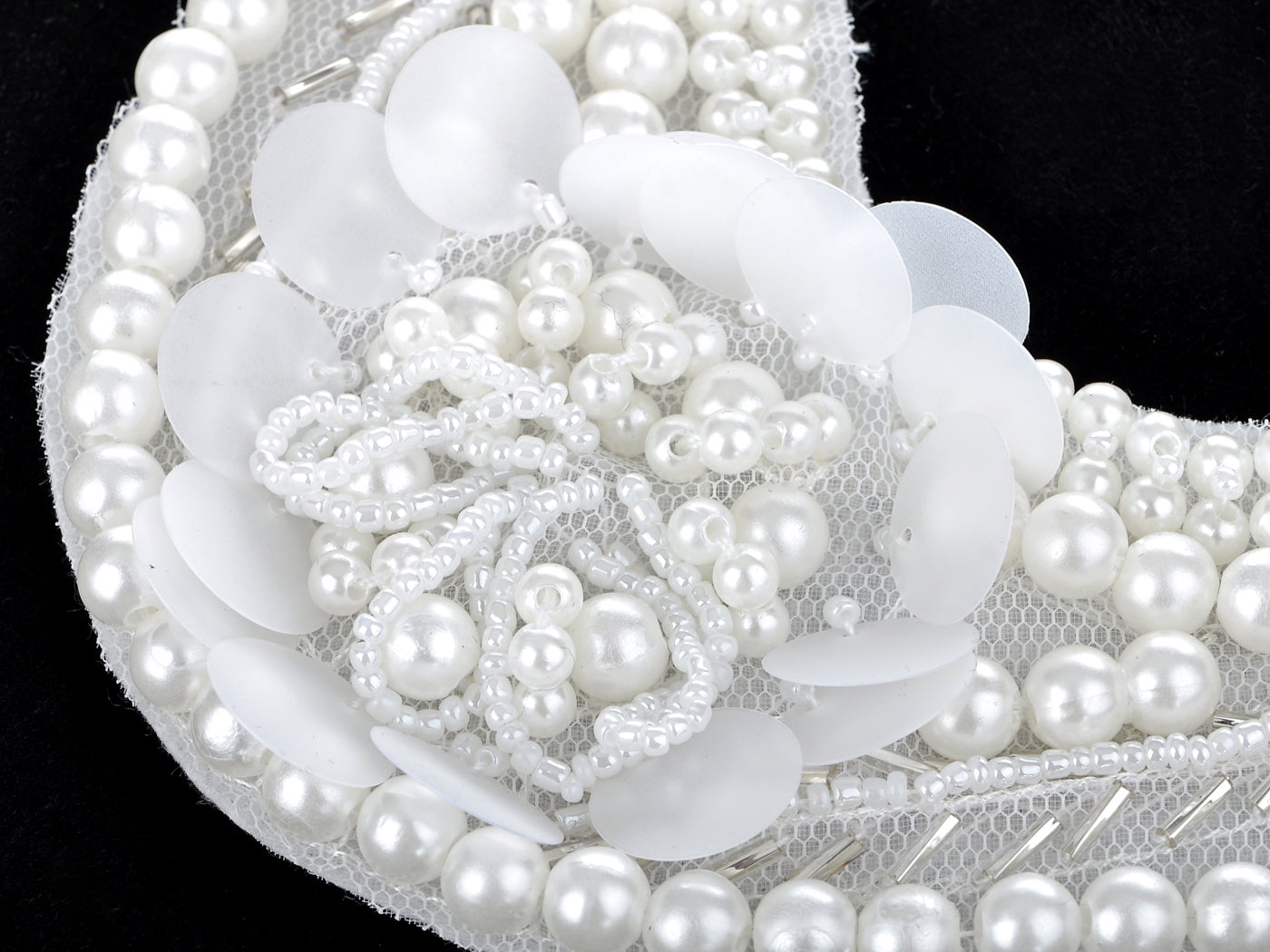 Bridal Collection White Pearl Bib Necklace W Mini Flower Accents