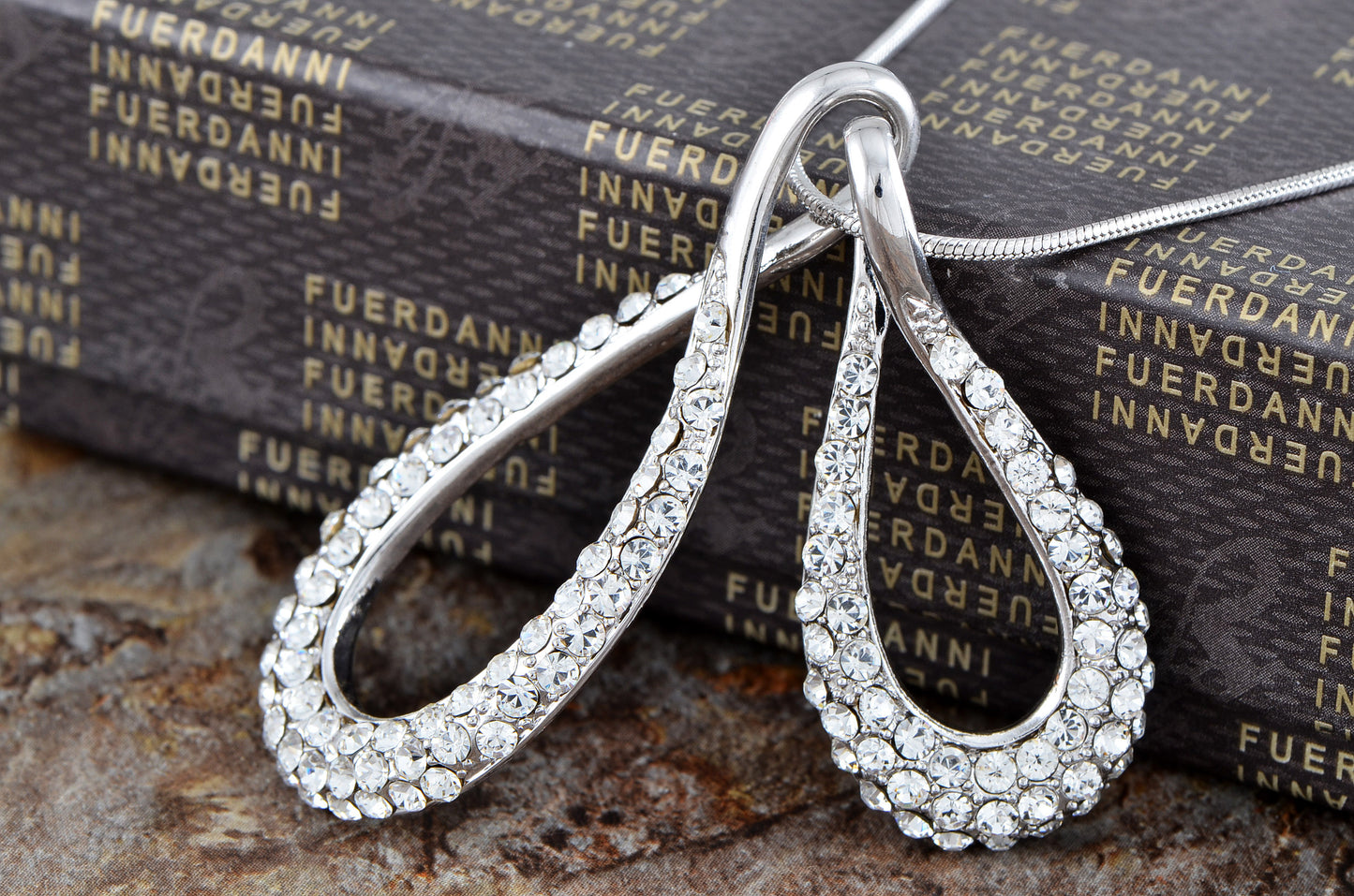 Swarovski Crystal Elements Two Teardrop Necklace Pendant