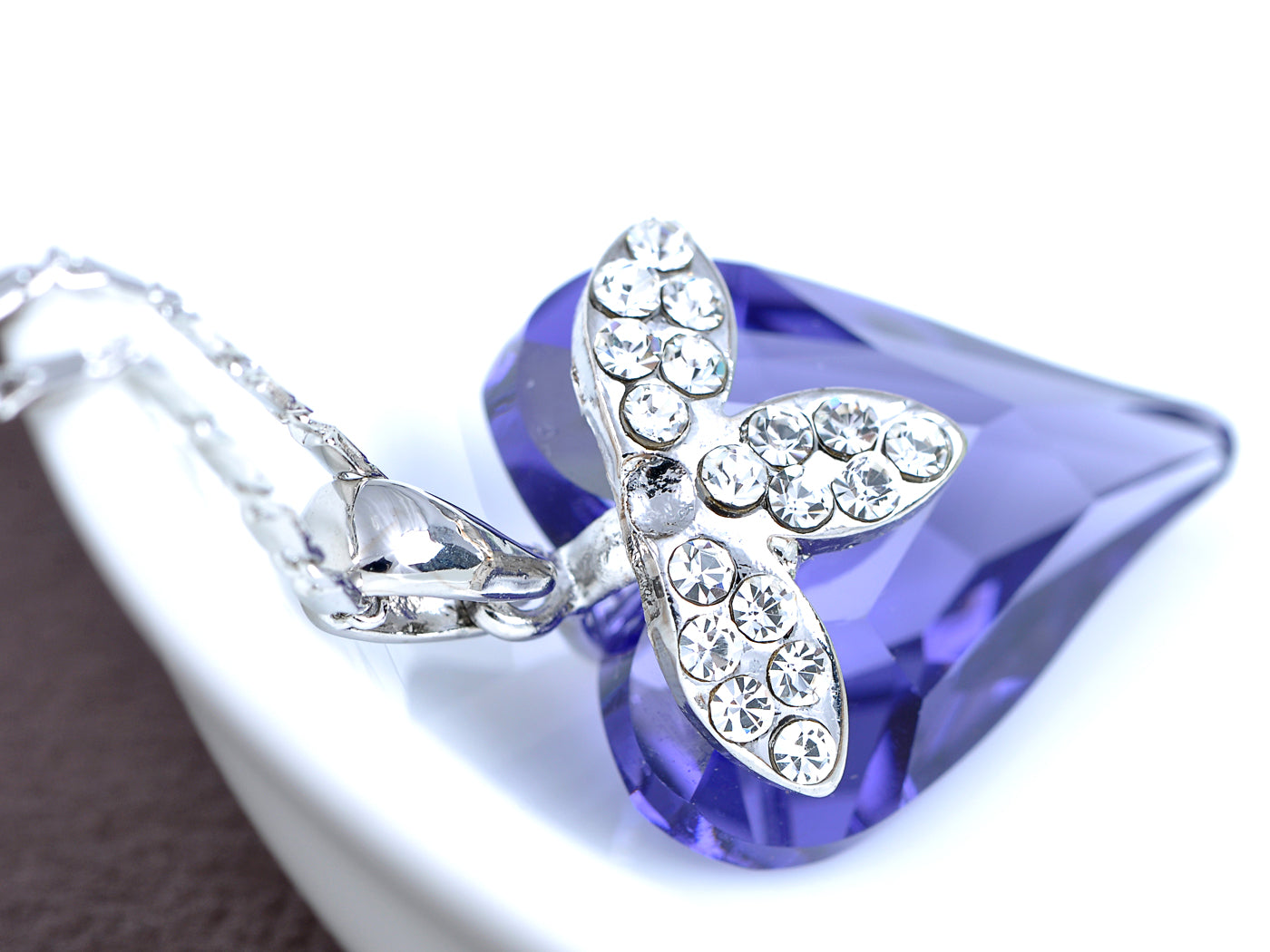 Purple Tanzanite Encrusted Stem Mini Strawberry Necklace