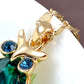 Swarovski Crystal Emerald Green Round Hoot Owl Body Blue Eyed Pendant Necklace