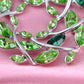 Emerald Colored Gemss Christmas Leaf Wreath Pendant Necklace