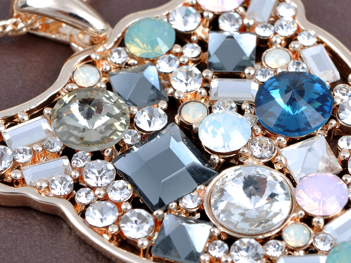 Swarovski Crystal Multicolor Embellished Cat Silhouette Face Pendant Necklace