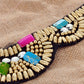 Tribal Woven Multicolored Beaded Bib Statement Necklace