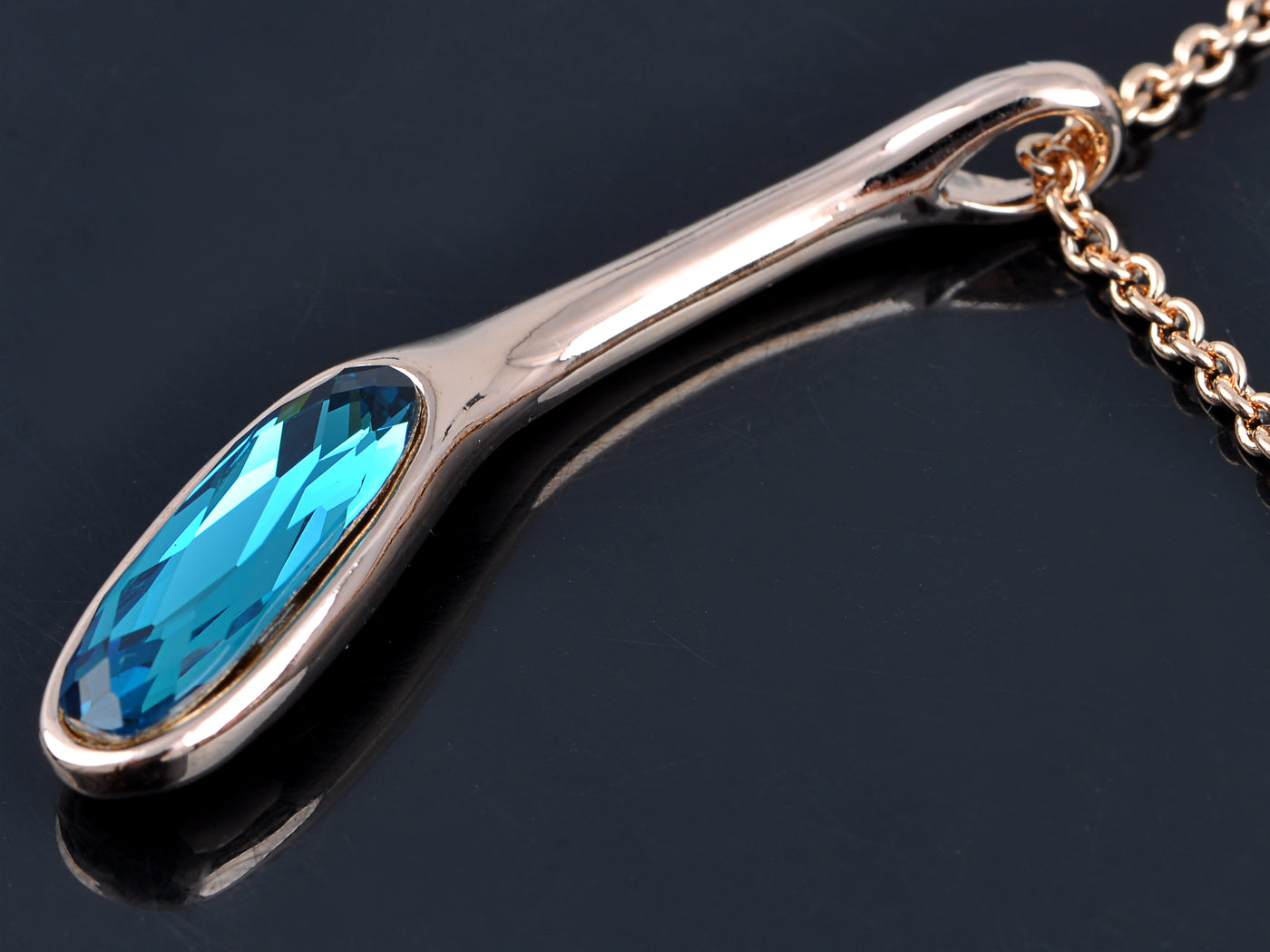 Swarovski Crystal Sapphire Gold Abstract Pendant Necklace