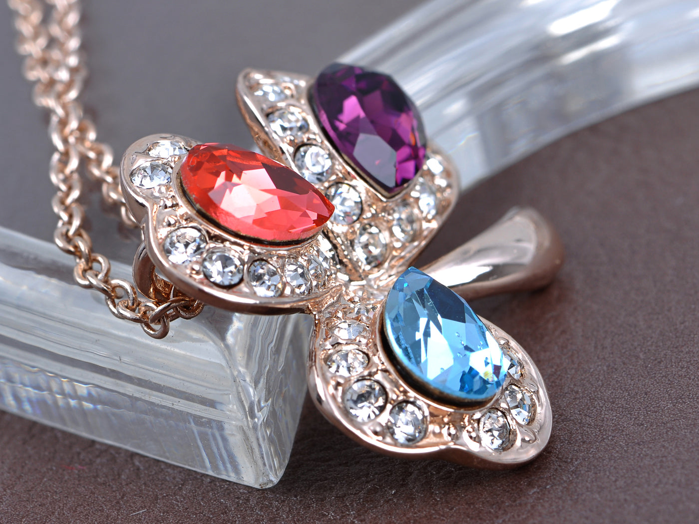 Elements Colorful Lucky Three Leaf Clover Pendant Necklace