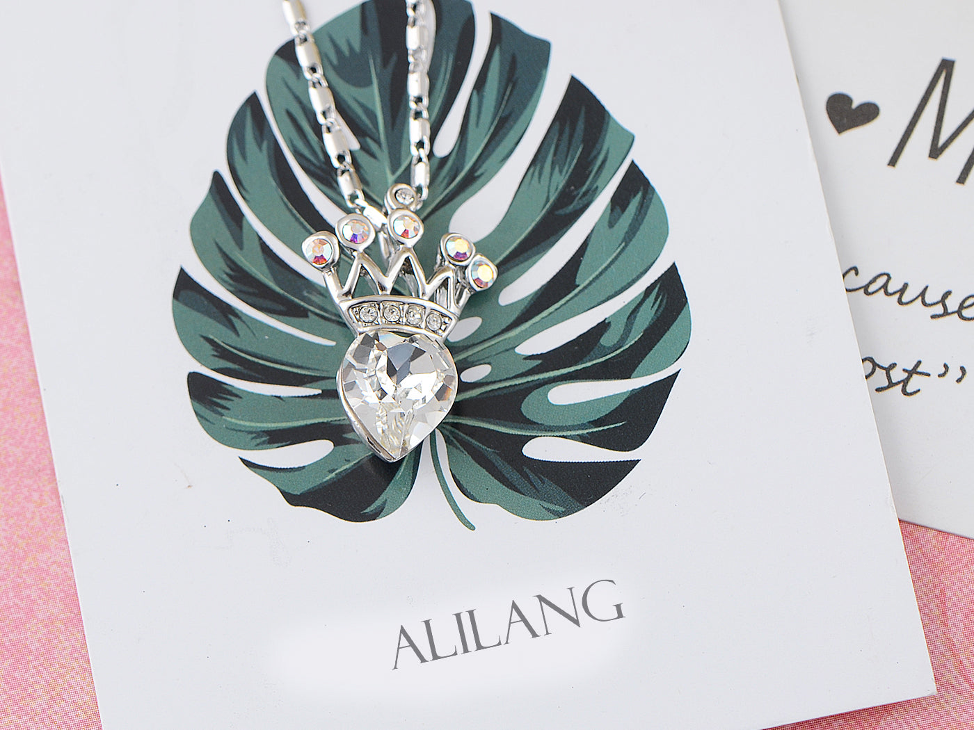 Swarovski Crystal Elements Petite Heart Shaped Royalty Crown Pendant Necklace