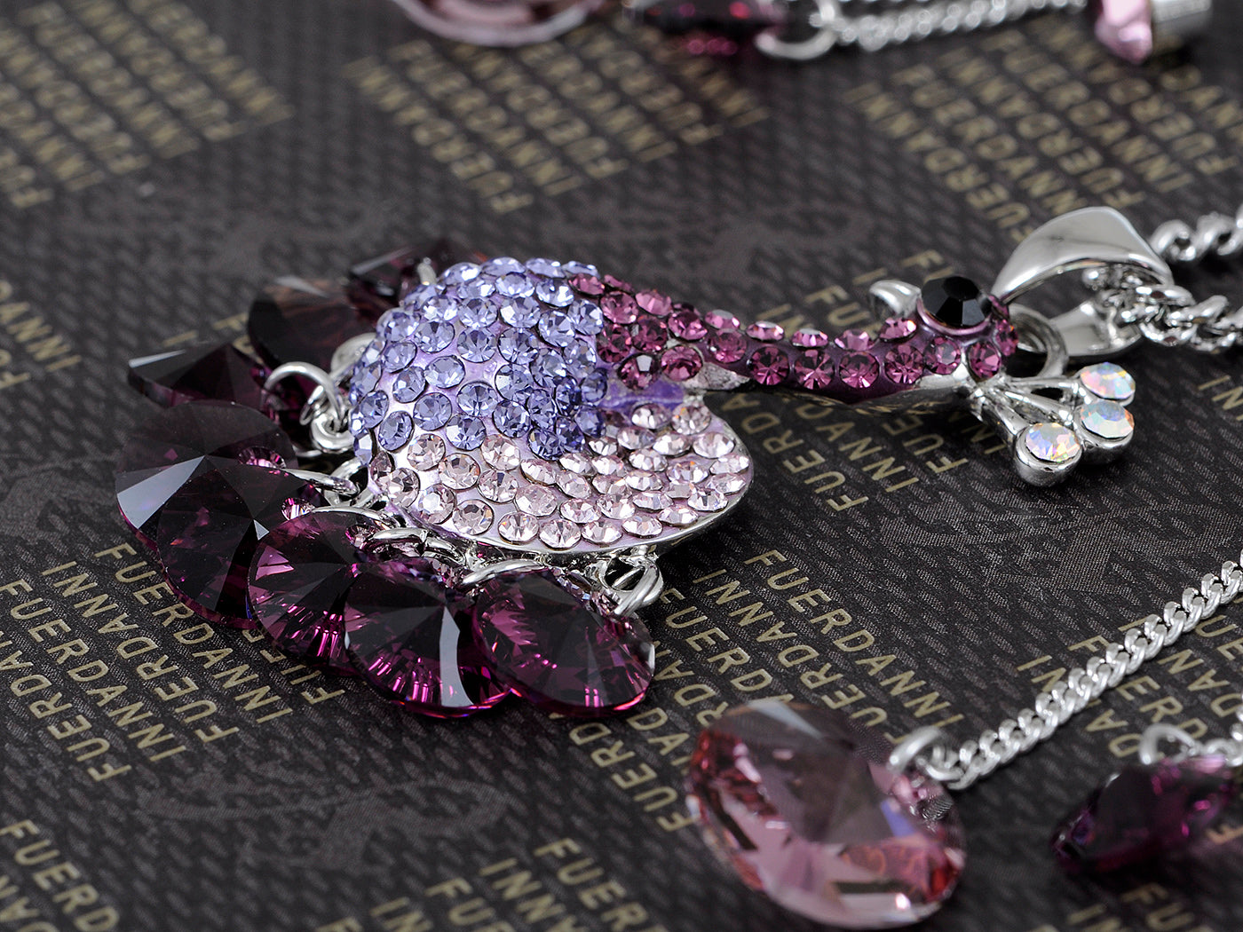 Swarovski Crystal Elements Amethyst Purple Peacock Necklace Earring Set